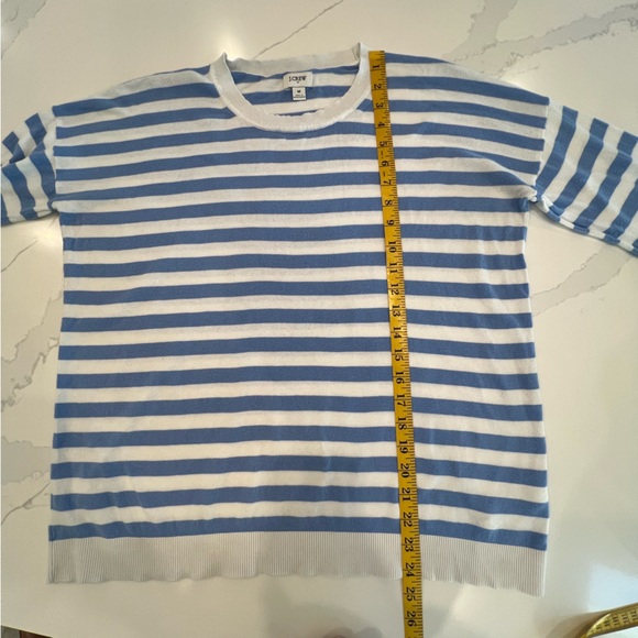 J. CREW Striped Crewneck Knit Sweater, Blue and White, M - Picture 9 of 9